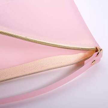 Wristlet by Pudinbag for Women | Zipper Wristlet | Phone Wristlet | Beach Pouch | Water Resistant Silicone | Semi-transparent | Vegan (Pink)