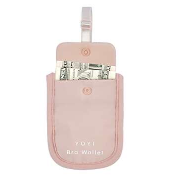 YOYI YOYI RFID Undercover Bra Wallet,Hidden Travel Pouch,Secret Stash Pocket - Credit Cards & Money & Valuables with Adjustable,Elastic Strap Suitable for All Bra Sizes(pink)