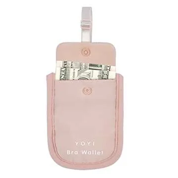 YOYI YOYI RFID Undercover Bra Wallet,Hidden Travel Pouch,Secret Stash Pocket - Credit Cards & Money & Valuables with Adjustable,Elastic Strap Suitable for All Bra Sizes(pink)