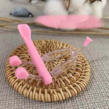 AITIME Soft Contact Lens Insertion and Removal Tool Set - Contact Lens Handler Device Includes Tweezers and Soft Silicone Scoop, Contact Lenses Removers for Travel Home Use (Pink)