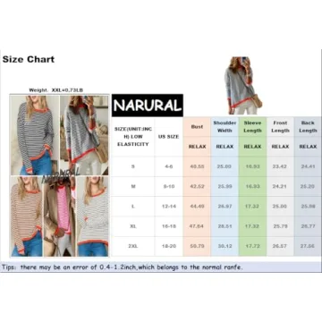 NARURAL Women's Lightweight Cotton Striped Sweater