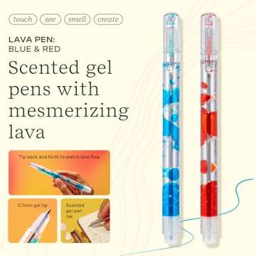 Lifelines Scented Lava Gel Pen Set, 2-Pack (Blue & Red) - 0.7mm Colored Gel Pens Infused with Scente...