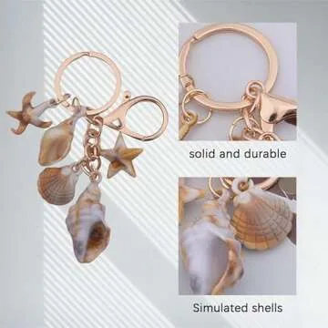 Sdopbinbin Beach Keychain Seashell Starfish For Women Girls Ocean Keychain For Purse Small Beach Accessories Sea Shell Keychain For Teens Adults Beach Themed Gifts For Women Girls Starfish Keychain