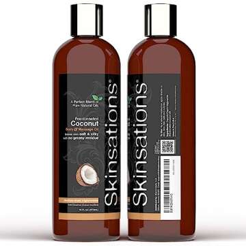 Skinsations Fractionated Coconut Oil 16oz | Natural Massage and Body Oil for Skin and Hair, Lightwei...