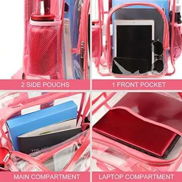 Durable Nausear Clear Backpack Stadium Approved 18x14x8