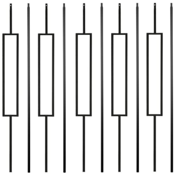 S11-Wrought Iron Balusters - Decorative Metal Balusters for Decks – 5Pcs Single Rectangle & 5 Pcs ...