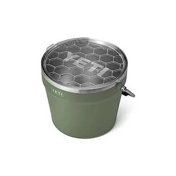 YETI Rambler Beverage Bucket, Double-Wall Vacuum Insulated Ice Bucket with Lid, Camp Green
