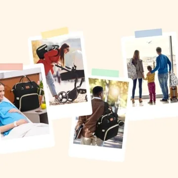 ROSEGIN Diaper Bag Backpack with Changing Pad, Pacifier Case, Baby Bag for Boy Girl Toddler - Large, Stylish, Waterproof Travel Diaper Bag for Mom - Baby Shower - Black Grey