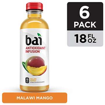 Bai Flavored Water, Malawi Mango, Antioxidant Infused Drinks, 18 Fluid Ounce Bottles, 6 count