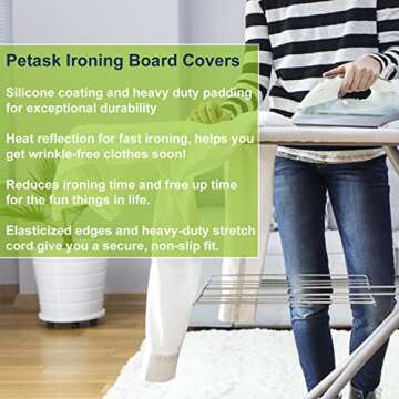 Ironing Board Cover and Pad Silicone Coated Resists Scorching and Staining Ironing Board Pads