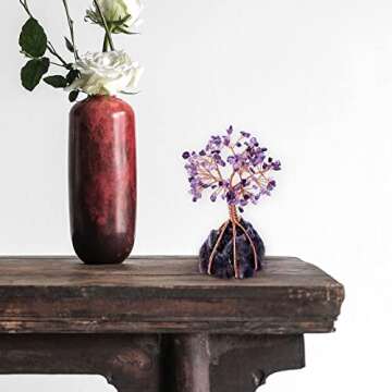 Jovivi Natural Amethyst Crystal Money Tree Crystal Quartz Feng Shui Wealth Ornament Tree Life Healin...