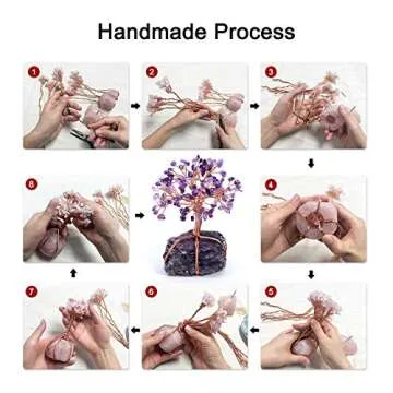 Jovivi Natural Amethyst Crystal Money Tree Crystal Quartz Feng Shui Wealth Ornament Tree Life Healing Crystals Reiki Office Living Room Table Decoration Good Luck Health Figurine Gift