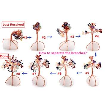 Jovivi Natural Amethyst Crystal Money Tree Crystal Quartz Feng Shui Wealth Ornament Tree Life Healing Crystals Reiki Office Living Room Table Decoration Good Luck Health Figurine Gift