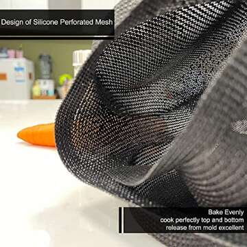 Hamburger Bun Pan, Mesh Silicone Hamburger Bun Mold, Non Stick Baking Pan for Making Buns, Great Perforated Bakery Molds for Gluten Free Buns(8 loaf, 17.1X12.2X0.59 inch)