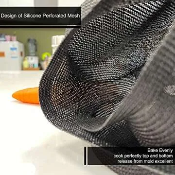 Hamburger Bun Pan, Mesh Silicone Hamburger Bun Mold, Non Stick Baking Pan for Making Buns, Great Perforated Bakery Molds for Gluten Free Buns(8 loaf, 17.1X12.2X0.59 inch)