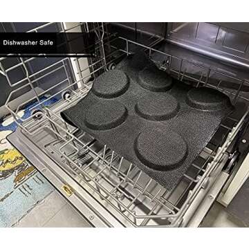 Hamburger Bun Pan, Mesh Silicone Hamburger Bun Mold, Non Stick Baking Pan for Making Buns, Great Perforated Bakery Molds for Gluten Free Buns(8 loaf, 17.1X12.2X0.59 inch)