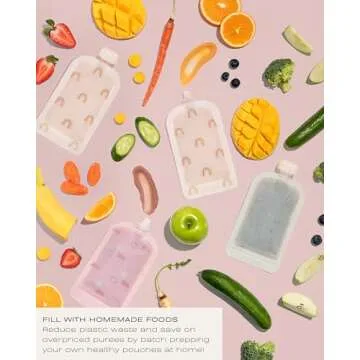 Hippypotamus Reusable Baby Food Pouches for Toddlers - BPA Free Food Grade - Dishwasher & Freezer Sa...