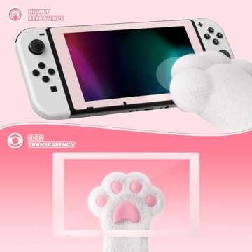 eXtremeRate 2 Pack Cherry Blossoms Pink Border Transparent HD Clear Saver Protector Film, Tempered Glass Screen Protector for Nintendo Switch [Anti-Fingerprint, Shatterproof, Bubble-Free]