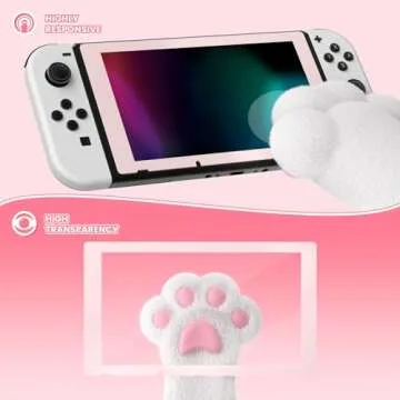 eXtremeRate 2 Pack Cherry Blossoms Pink Border Transparent HD Clear Saver Protector Film, Tempered Glass Screen Protector for Nintendo Switch [Anti-Fingerprint, Shatterproof, Bubble-Free]