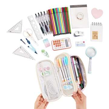 Dugio Big Pencil Case Large Capacity Pencil Bag with Zipper Pencil Pouch for Girls Boys Kids Adults Stationery Pencil Pen Case Organizer for School Office Purple