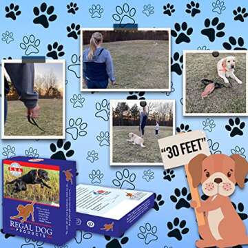 Regal Dog Products 30' feet Black Waterproof Long Dog Leash | Vinyl-Coated Webbing Waterproof Long L...