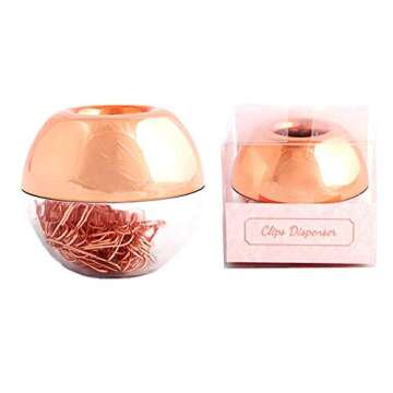 Elegant Rose Gold Paper Clips with Magnetic Holder - 100 pcs for Stylish Organization