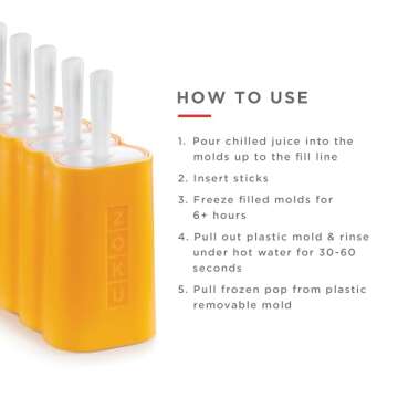 ZOKU Mod Pops - 6 Classic Popsicle Molds with Sticks and Drip Guards, Easy-Release