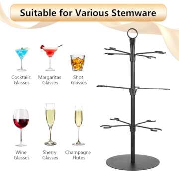 Cocktail Tree Stand, Christmas Tree Drink Holder, 3 Tier - 12 Holders for Champagne, Martini, Margar...