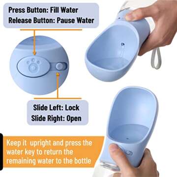 Mr. Pen- Dog Water Bottle, 19oz, Large, Blue, Portable Dog Water Bottle, Dog Travel Water Bottle, Do...