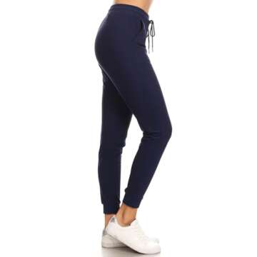 LA12ST Jogger Pants for Women Womens Sweatpants Drawstring Pockets Soft Workout Yoga Lightweight Lounge Pants Navy
