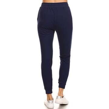 LA12ST Jogger Pants for Women Womens Sweatpants Drawstring Pockets Soft Workout Yoga Lightweight Lounge Pants Navy