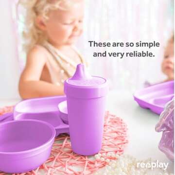 Re-Play Made in USA 10 Oz. Sippy Cups for Toddlers, Pack of 4 - Reusable Spill Proof Cups for Kids, Dishwasher/Microwave Safe - Hard Spout Sippy Cups for Toddlers 3.13" x 6.25", Princess