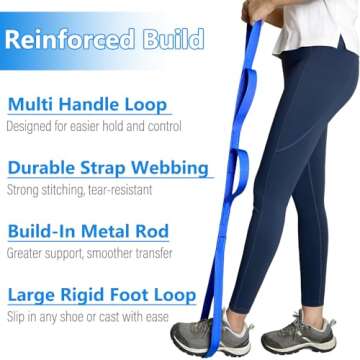42 Inch Leg Lifter, Leg Lifter After Hip Replacement, Leg Lifter for After Knee Surgery, Leg Lifter Strap Rigid with Multi Loops, Leg Lifters Getting Legs in and Out of Bed, Car, Couch, Wheelchair