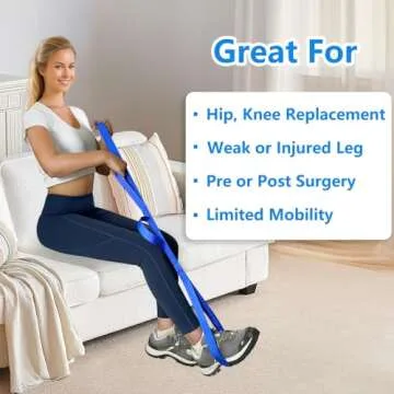 42 Inch Leg Lifter, Leg Lifter After Hip Replacement, Leg Lifter for After Knee Surgery, Leg Lifter Strap Rigid with Multi Loops, Leg Lifters Getting Legs in and Out of Bed, Car, Couch, Wheelchair