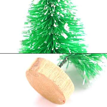 Etmact 24pcs Multicolor Mini Pine Trees Frosted Sisal Trees with Wood Base Bottle Brush Trees Plastic Winter Snow Ornaments Tabletop Trees for Crafting, Displaying and Decoration