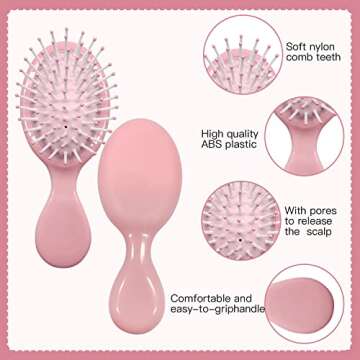 24 Pieces Mini Wet Hair Brush, Travel Detangling Brush, for Most Hair Types, with Ease Knots Without Tears or Breakage, Multicolor