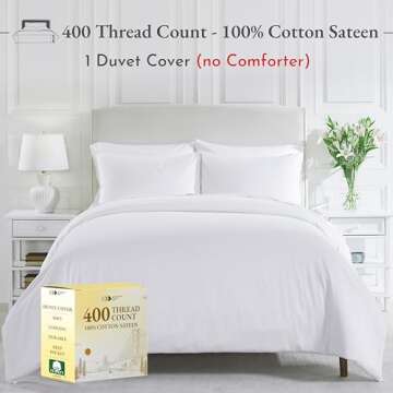 California Design Den King Size Duvet Cover Only, Premium 400 Thread Count 100% Cotton Sateen, Hotel...
