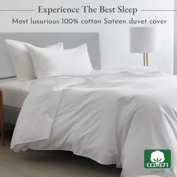 California Design Den King Size Duvet Cover Only, Premium 400 Thread Count 100% Cotton Sateen, Hotel Quality, Soft Sateen Weave Comforter Cover, Button Closure & Corner Ties (1 Pc, White, King)