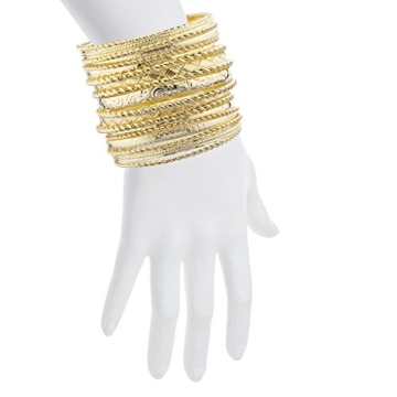 LUX ACCESSORIES Aztec Multi Bangle Set Shiny Gold