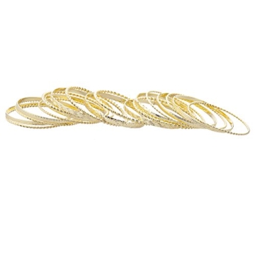 LUX ACCESSORIES Aztec Multi Bangle Set Shiny Gold