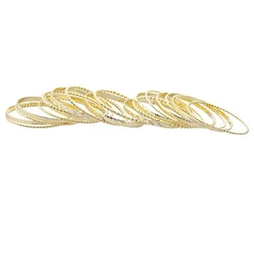 LUX ACCESSORIES Aztec Multi Bangle Set Shiny Gold