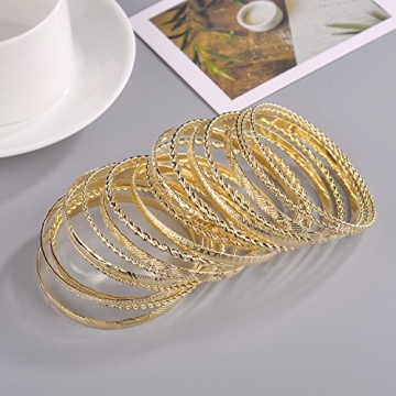 LUX ACCESSORIES Aztec Multi Bangle Set Shiny Gold