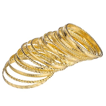 LUX ACCESSORIES Aztec Multi Bangle Set Shiny Gold