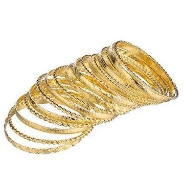 LUX ACCESSORIES Aztec Multi Bangle Set Shiny Gold