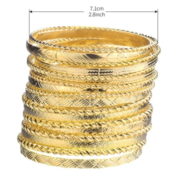 LUX ACCESSORIES Aztec Multi Bangle Set Shiny Gold
