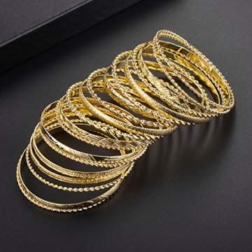 LUX ACCESSORIES Aztec Multi Bangle Set Shiny Gold