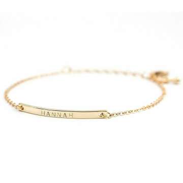 Personalized 16K Gold Name Bar Bracelet for Gifts
