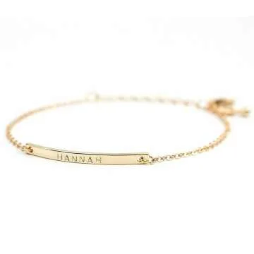 Personalized 16K Gold Name Bar Bracelet for Gifts