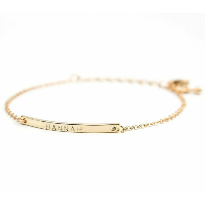 Personalized 16K Gold Name Bar Bracelet for Gifts