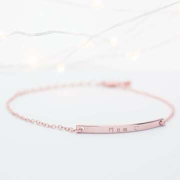 Personalized 16K Gold Name Bar Bracelet for Gifts